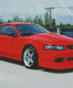 Aesthetic 2000 Red Mustang Car Diamond Paintings