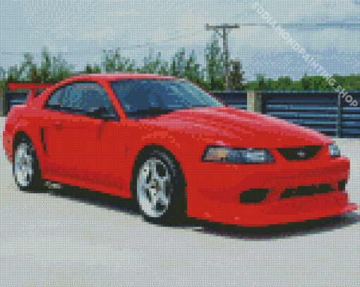 Aesthetic 2000 Red Mustang Car Diamond Paintings