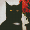 Aesthetic Black Cats And Flowers Diamond Paintings