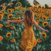 Aesthetic Girl In Sunflower Field Diamond Painting