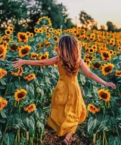 Aesthetic Girl In Sunflower Field Diamond Painting