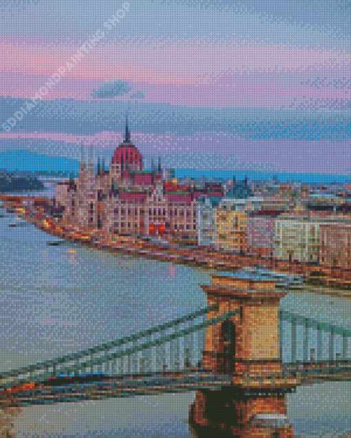 Beautiful Budapest Evening View Diamond Painting