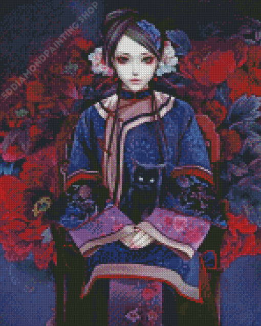 Beautiful Girl In China Dress Diamond Paintings