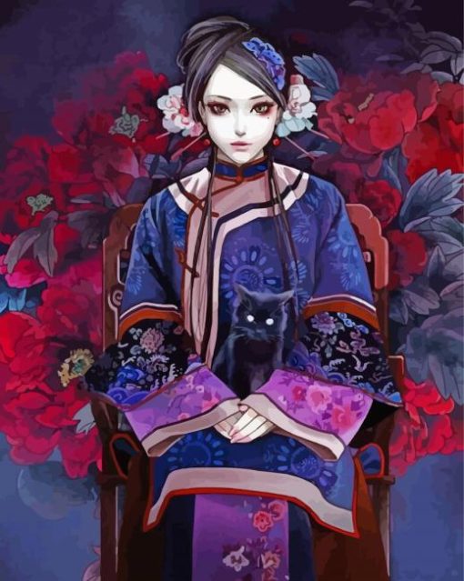 Beautiful Girl In China Dress Diamond Paintings