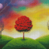 Beautiful Red Tree Art Diamond Paintings