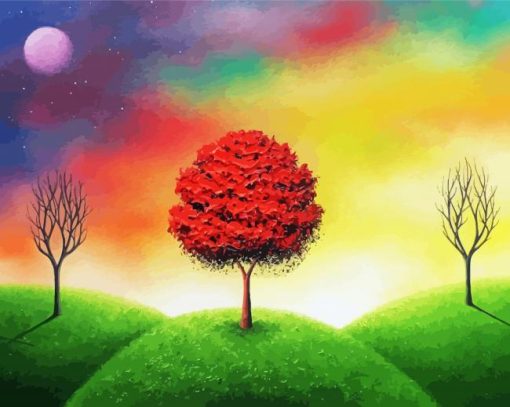 Beautiful Red Tree Art Diamond Paintings