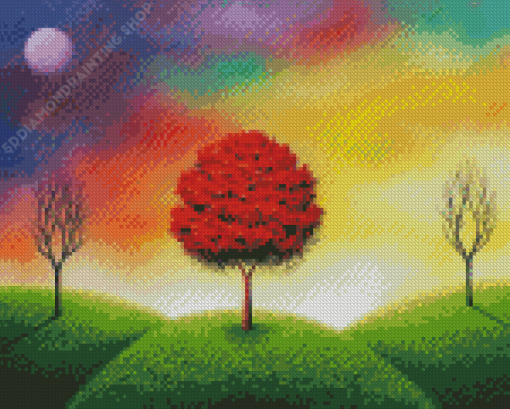 Beautiful Red Tree Art Diamond Paintings