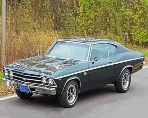 Black 1969 Chevelle Ss 396 Diamond Paintings