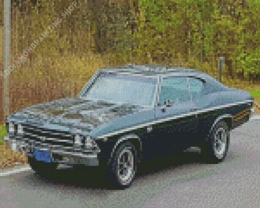 Black 1969 Chevelle Ss 396 Diamond Paintings