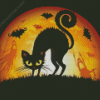 Black Halloween Cat Diamond Paintings