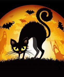 Black Halloween Cat Diamond Paintings