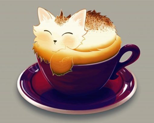 Brown Kitten In Cup Diamond Painting