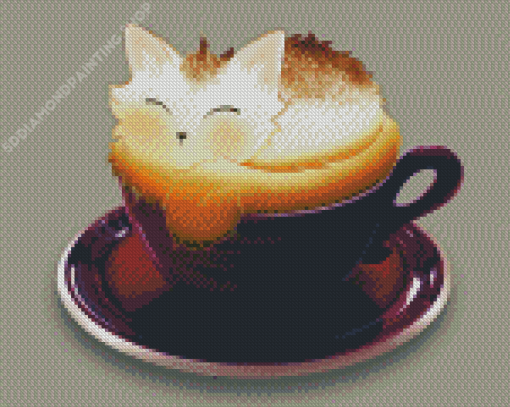 Brown Kitten In Cup Diamond Painting