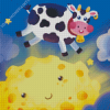 Cartoon Cow Jumping Over The Moon Diamond Painting