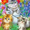 Cats In Garden Diamond Painting