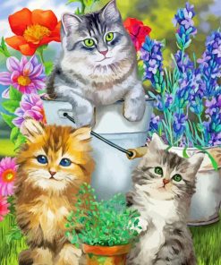 Cats In Garden Diamond Painting