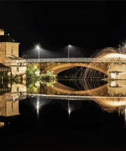 Chinon Bridge At Night Diamond Painting