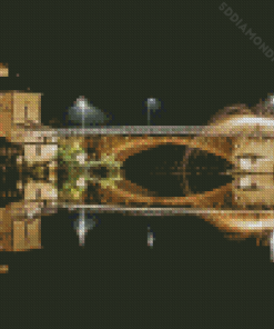 Chinon Bridge At Night Diamond Painting