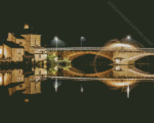 Chinon Bridge At Night Diamond Painting