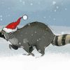 Christmas Snow Raccoon Diamond Paintings