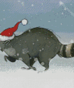 Christmas Snow Raccoon Diamond Paintings