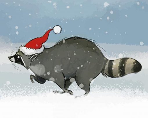 Christmas Snow Raccoon Diamond Paintings