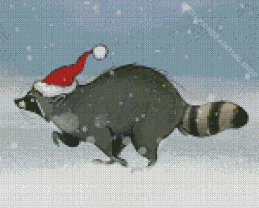 Christmas Snow Raccoon Diamond Paintings