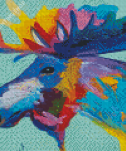 Colorful Moose Head Art Diamond Painting