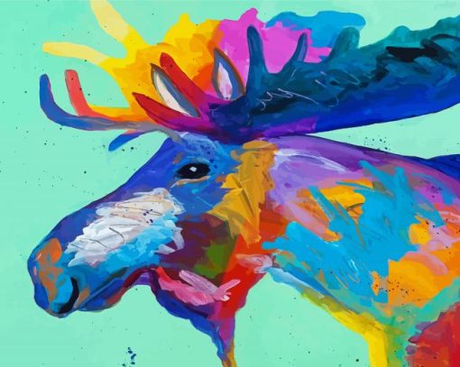 Colorful Moose Head Art Diamond Painting