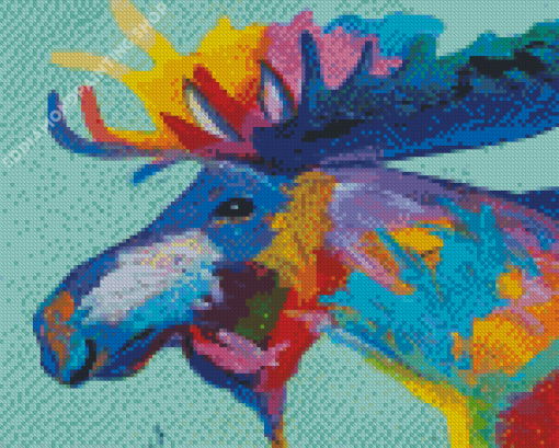 Colorful Moose Head Art Diamond Painting