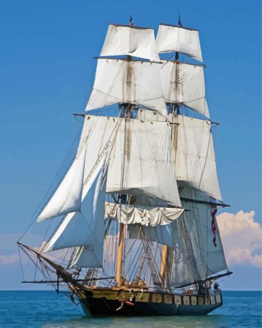 Cool White American Tall Ships Diamond Painting