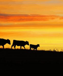 Cows Silhouette Diamond Painting