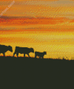 Cows Silhouette Diamond Painting