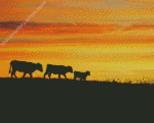 Cows Silhouette Diamond Painting