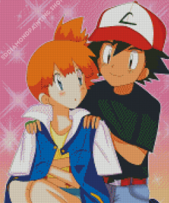 Cute Pokemon Misty And Ash Diamond Painting