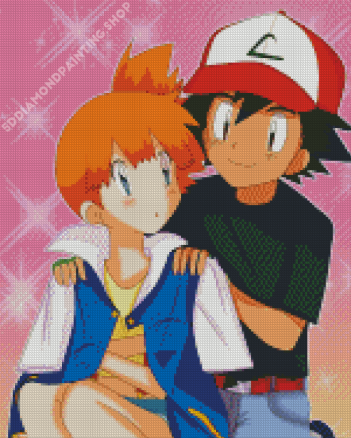 Cute Pokemon Misty And Ash Diamond Painting