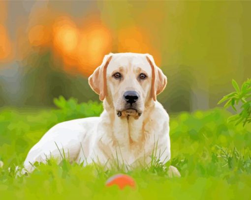 Cute White Labrador Diamond Painting