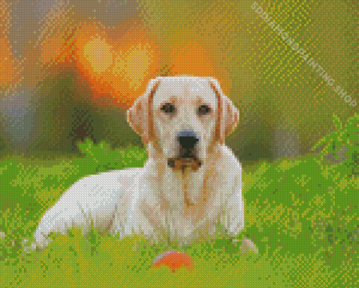 Cute White Labrador Diamond Painting