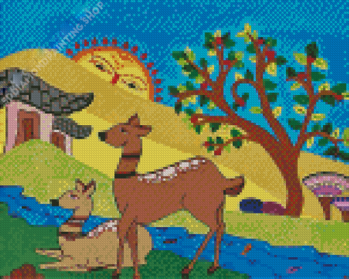 Deer By The River Art Diamond Painting