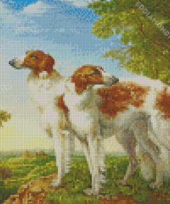 Dogs With Landscape Yana Movchan Diamond Paintings