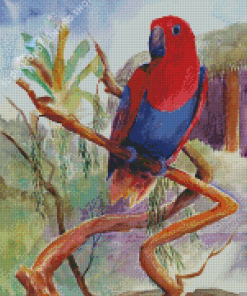 Eclectus Parrot Bird On Branch Diamond Painting