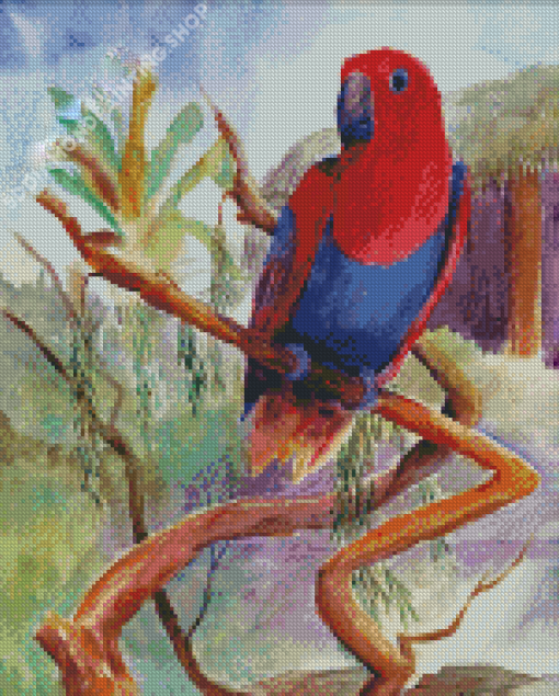 Eclectus Parrot Bird On Branch Diamond Painting