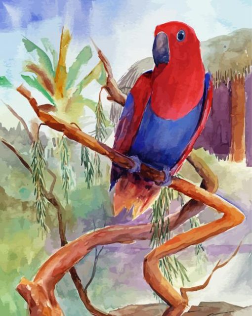 Eclectus Parrot Bird On Branch Diamond Painting