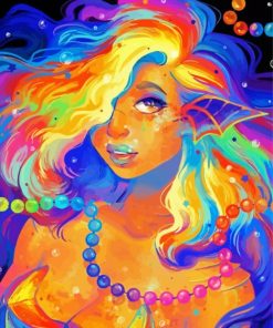 Fantasy Girl With Colorful Hair Diamond Paintings