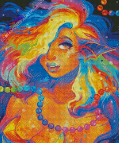 Fantasy Girl With Colorful Hair Diamond Paintings