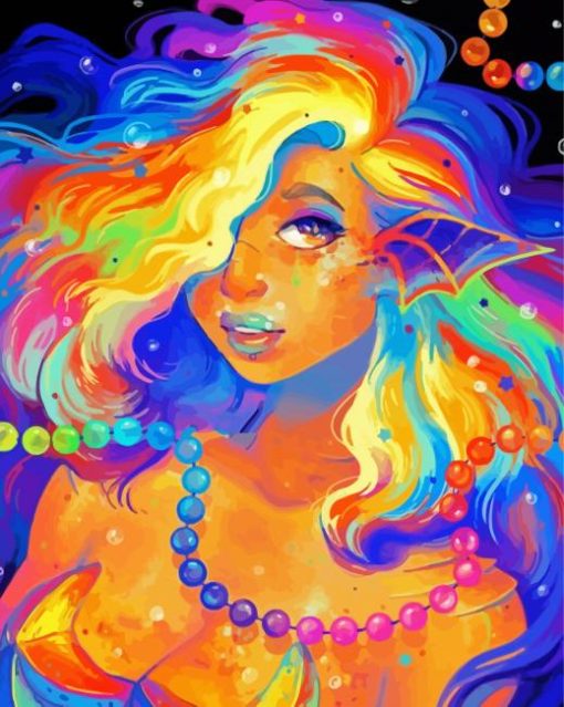 Fantasy Girl With Colorful Hair Diamond Paintings