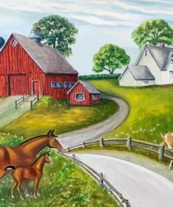 Farm Ranch And Horses Art Diamond Painting