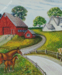 Farm Ranch And Horses Art Diamond Painting