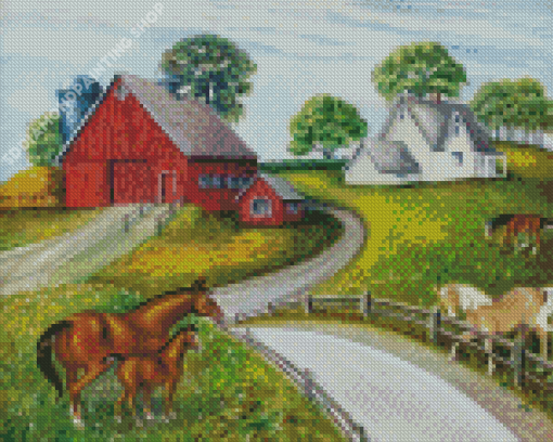 Farm Ranch And Horses Art Diamond Painting