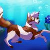 Fish And Dog Swimming Diamond Paintings